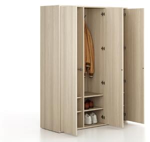 Szafka FRAME, 3 przedziały, 1299 x 450 x 1735 mm, PUSH-lock, dąb naturalny