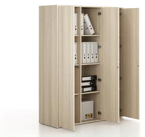 Szafka biurowa FRAME, 3x drzwi, 1299 x 450 x 1735 mm, PUSH-lock, dąb naturalny