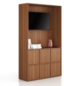 Szafka biurowa FRAME, 6x drzwi, z wnęką, 1299 x 450 x 2162 mm, PUSH-lock, orzech