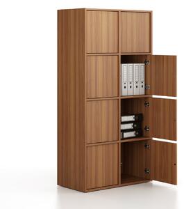 Szafka biurowa FRAME, 8x drzwi, 872 x 450 x 1735 mm, PUSH-lock, orzech