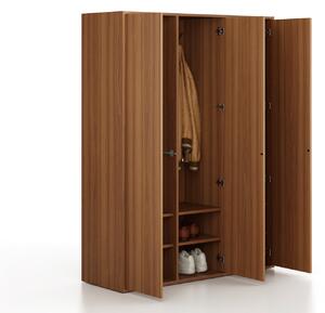 Szafka FRAME, 3 przedziały, 1299 x 450 x 1735 mm, PUSH-lock, orzech