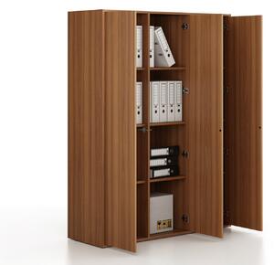 Szafka biurowa FRAME, 3x drzwi, 1299 x 450 x 1735 mm, PUSH-lock, orzech
