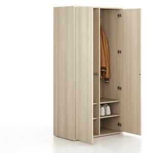 Szafka FRAME, 2 przedziały, 872 x 450 x 1735 mm, PUSH-lock, dąb naturalny