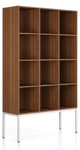Regał FRAME, z białą podstawą, 1299 x 450 x 2185 mm, orzech