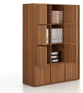 Szafa biurowa FRAME, 12x drzwi, 1299 x 450 x 1735 mm, PUSH-lock, orzech