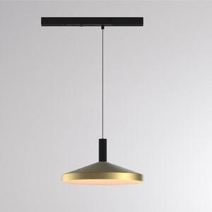 Molto Luce Lampa wisząca na szynie LED LORA III, mosiężna, Ø 36 cm, 40°, CCT, 3-fazowa III, mosiężny / złoty, salon / jadalnia, metal, nowoczesny