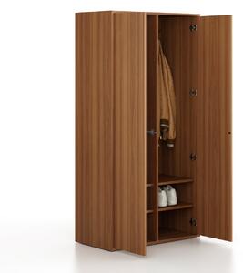 Szafka FRAME, 2 przedziały, 872 x 450 x 1735 mm, PUSH-lock, orzech