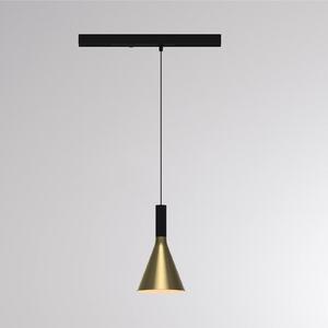 Molto Luce Lampa wisząca na szynie LED LORA I, mosiężna, Ø 15 cm, 40°, CCT, 3-fazowa I, mosiężny / złoty, salon / jadalnia, metal, nowoczesny