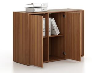 Szafa biurowa FRAME, niska, 3 drzwi, 1299 x 450 x 881 mm, PUSH-lock, orzech