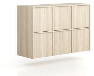 Nadstawka do szaf FRAME, 6x drzwi, 1299 x 450 x 854 mm, PUSH-lock, dąb naturalny