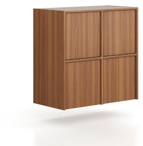 Nadstawka do szaf FRAME, 4x drzwi, 872 x 450 x 854 mm, PUSH-lock, orzech