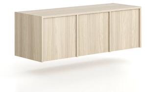 Nadstawka do szaf FRAME, 3x drzwi, 1299 x 450 x 427 mm, PUSH-lock, dąb naturalny