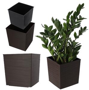 Donica na kwiaty Tres z wkładem dłuto 19 cm, mokka