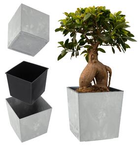 Doniczka z wkładem Tres 19cm szary beton
