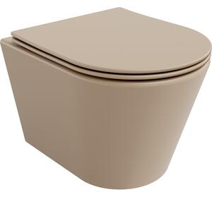 Mexen Rico miska wc Rimless z deską wolnoopadającą slim, duroplast, cappuccino mat - 30724064