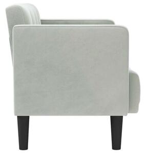 Sofa dwuosobowa jasnoszara 111 cm aksamit