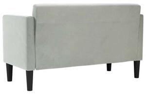 Sofa dwuosobowa jasnoszara 111 cm aksamit