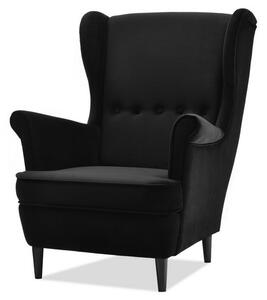 Komfortowy fotel uszak do eleganckiego salonu malmo czarny