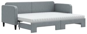 Sofa rozsuwana z materacami, jasnoszara, 80x200 cm, tkanina