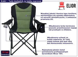 Krzesło kempingowe z uchwytem na bubek czarny + zielony - Krebri