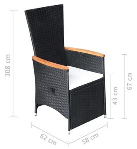 Rozkładane krzesła ogrodowe 2 szt., poduszki, rattan pe, czarne