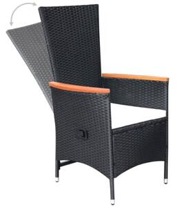 Rozkładane krzesła ogrodowe 2 szt., poduszki, rattan pe, czarne