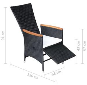 Rozkładane krzesła ogrodowe 2 szt., poduszki, rattan pe, czarne