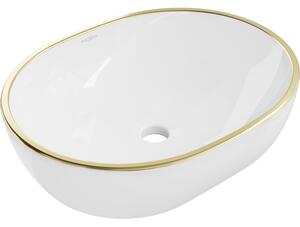Mexen Viki umywalka nablatowa 48 x 35 cm, biała/złota rant - 21054805