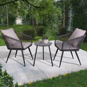 Balkonset - Zestaw mebli ogrodowych, balkonowych krzesła + stolik aluminium/sznurek