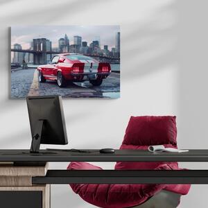 Obraz Mustang z panoramą Nowego Jorku