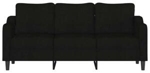 Sofa 3-osobowa, czarna, 180 cm, tapicerowana tkaninÄ