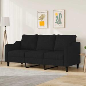 Sofa 3-osobowa, czarna, 180 cm, tapicerowana tkaninÄ