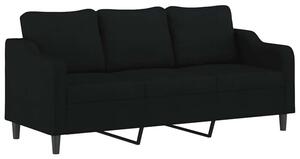 Sofa 3-osobowa, czarna, 180 cm, tapicerowana tkaninÄ