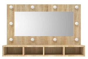 Szafka z lustrem i oświetleniem LED, dąb sonoma, 90x31,5x62 cm