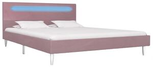 Rama łóżka z LED, różowa, tapicerowana tkaniną, 140 x 200 cm