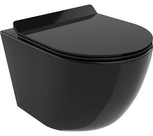 Mexen Lena miska wc Rimless z deską wolnoopadającą slim, duroplast, czarna połysk - 30224070