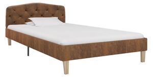 Rama łóżka, brązowa, sztuczna skóra zamszowa, 90 x 200 cm