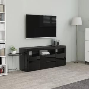 Szafka TV, czarna, wysoki połysk, 120x30x50 cm, płyta wiórowa