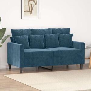 Sofa 2-osobowa, niebieski, 120 cm, tapicerowana aksamitem