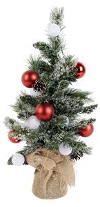 Biała choinka z czerwonymi elementami 60 cm z diodami LED i timerem - Jack