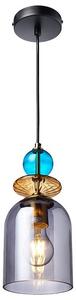 Kolorowa lampa wisząca Tropea ze szkła - szara, niebieska, bursztynowa