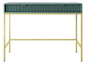 Toaletka Nova zielona (T104), do sypialni, fronty ryflowane, złoty stelaż