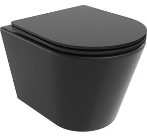 Mexen Rico miska wc Rimless z deską wolnoopadającą slim, duroplast, czarna mat - 30721085