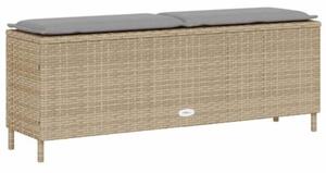 Ławka ogrodowa z poduszką beżowa 110x30x40,5 cm polirattan