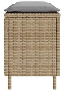 Ławka ogrodowa z poduszką beżowa 110x30x40,5 cm polirattan
