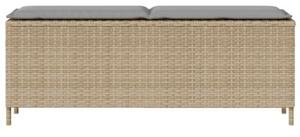 Ławka ogrodowa z poduszką beżowa 110x30x40,5 cm polirattan