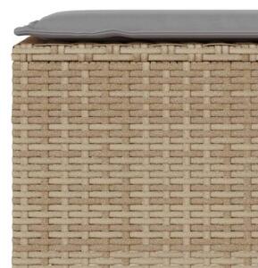 Ławka ogrodowa z poduszką beżowa 110x30x40,5 cm polirattan