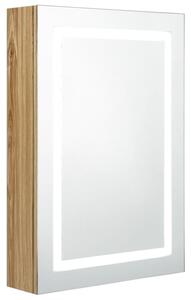 Szafka łazienkowa z lustrem i LED, kolor dębu, 50x13x70 cm