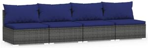 4-osobowa sofa ogrodowa z poduszkami, szary rattan PE