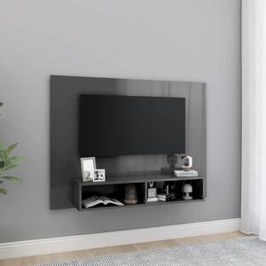 Wisząca szafka pod TV, szara, wysoki połysk, 120x23,5x90 cm